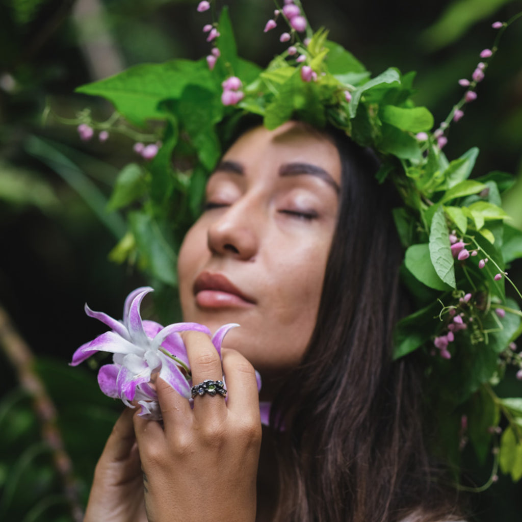 Peridot and Opal ring Angie by BlackTreeLab