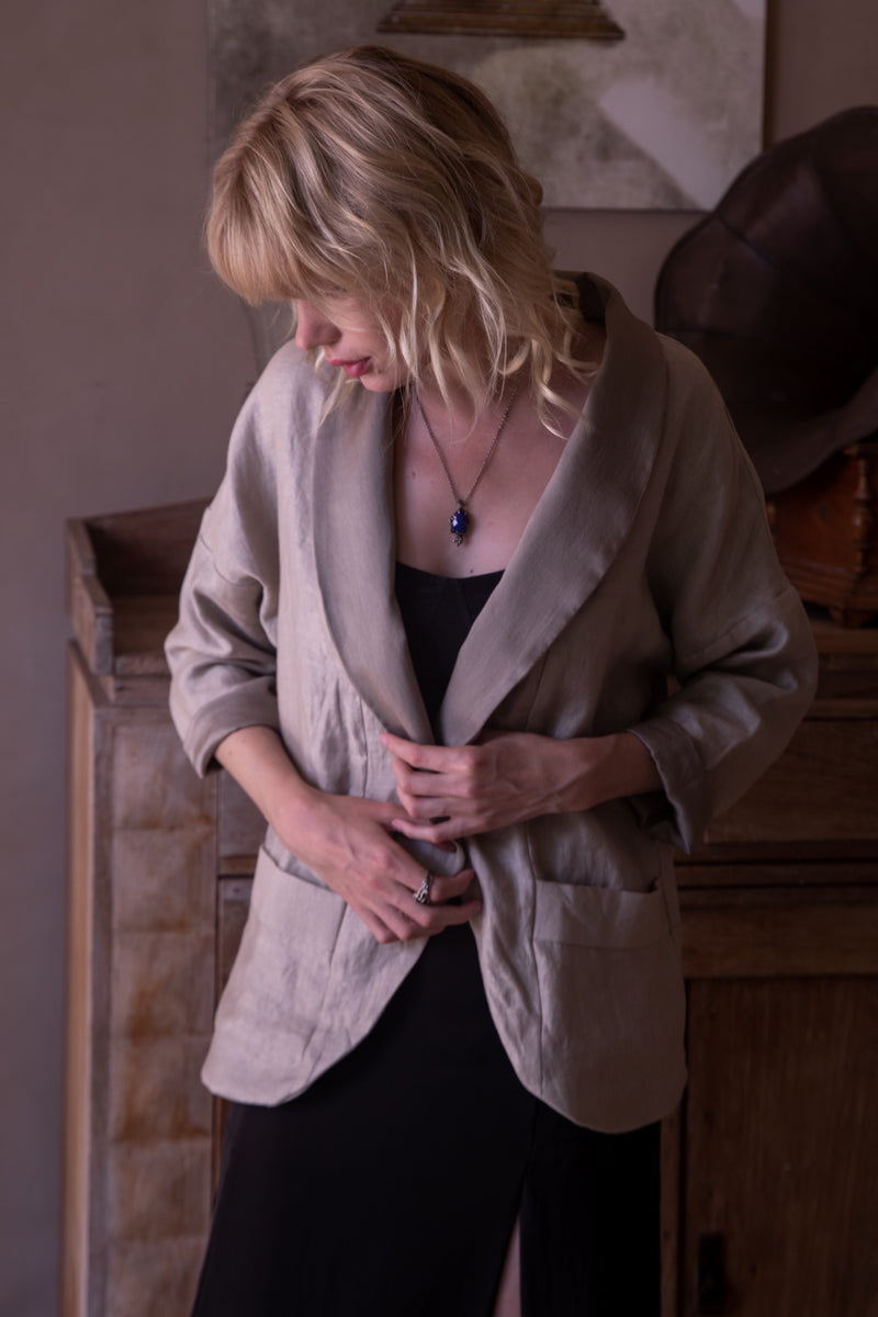 Pure Linen Jacket in Almond Milk Latte