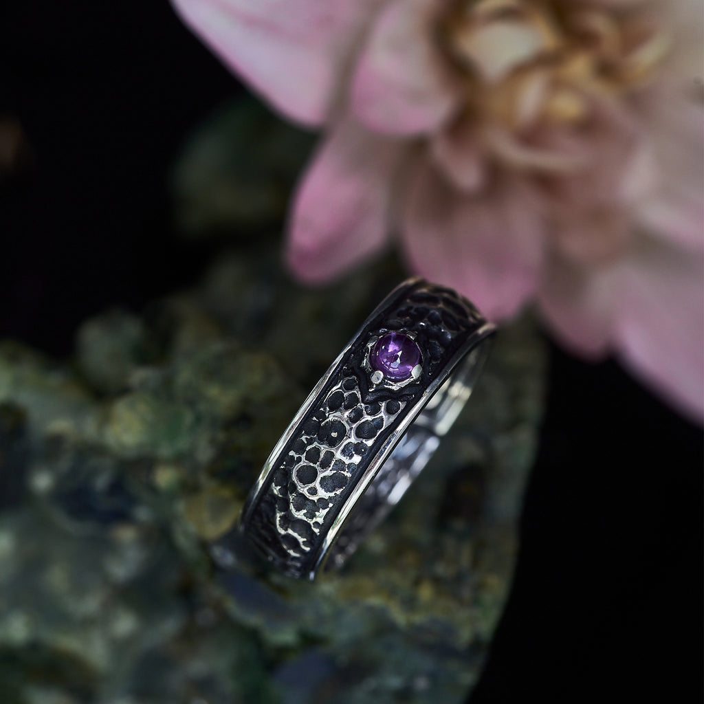 Amethyst wedding band for her Lilian