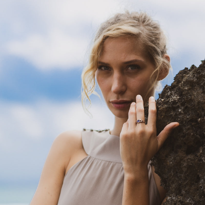 Rose Gold Engagement Ring "Louise" on model