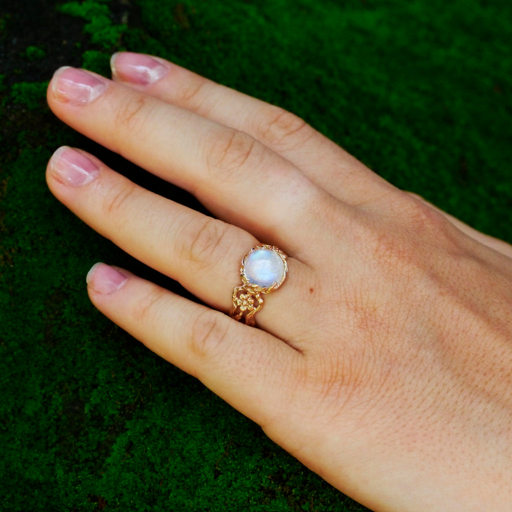 Engagement Gold Ring with Moonstone