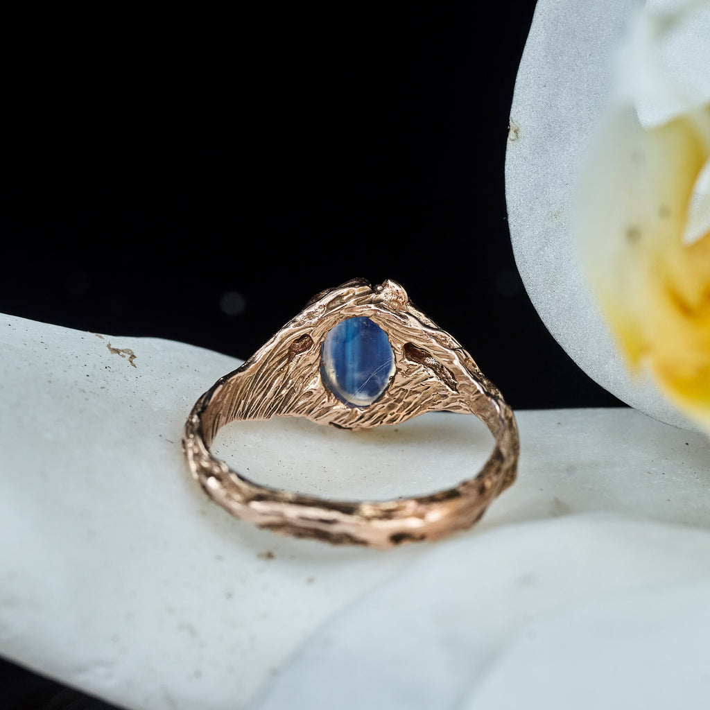 14K Rose Gold Moonstone Engagement Ring Louise | BlackTreeLab 6 US