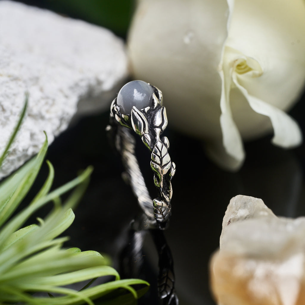 Sterling Silver Moonstone Wedding Ring Alma by BlackTreeLab