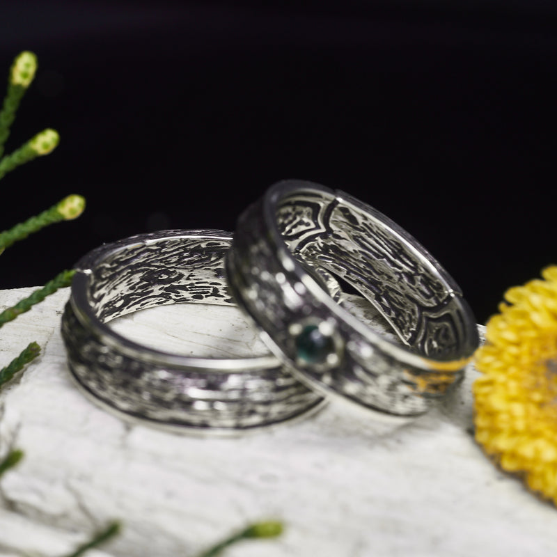 Sterling Silver Wedding Ring set "Moss"