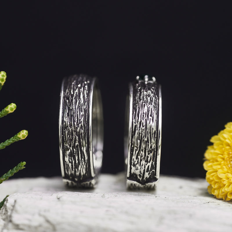 Set of male and female engagement rings "Moss" BlackTreeLab