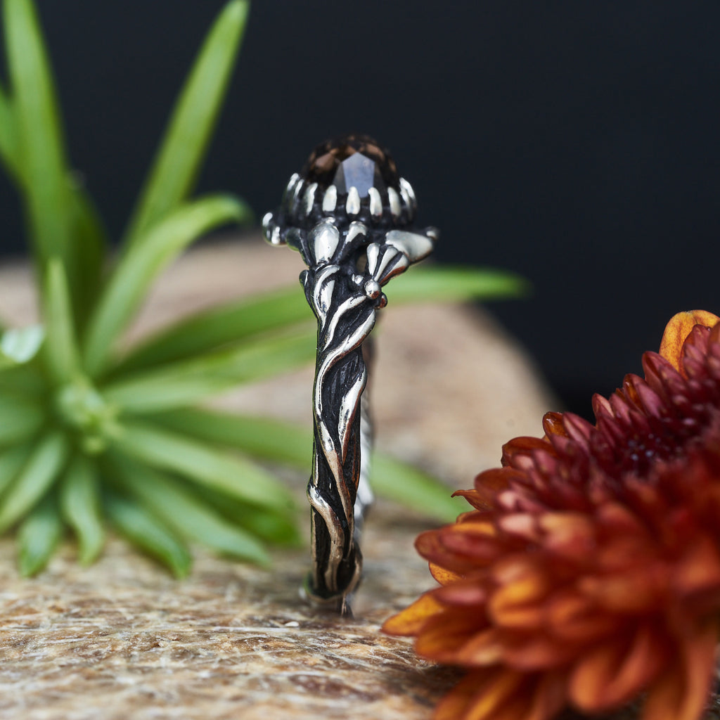 Smoky Topaz Silver Ring "Gaia" by BlackTreeLab