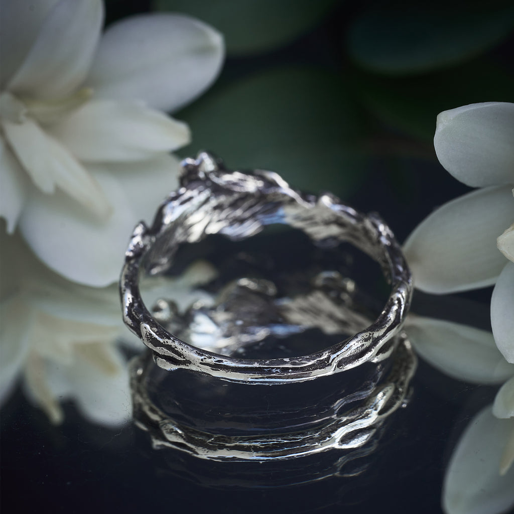 Sterling Silver Moonstone Engagement ring  "Estée"