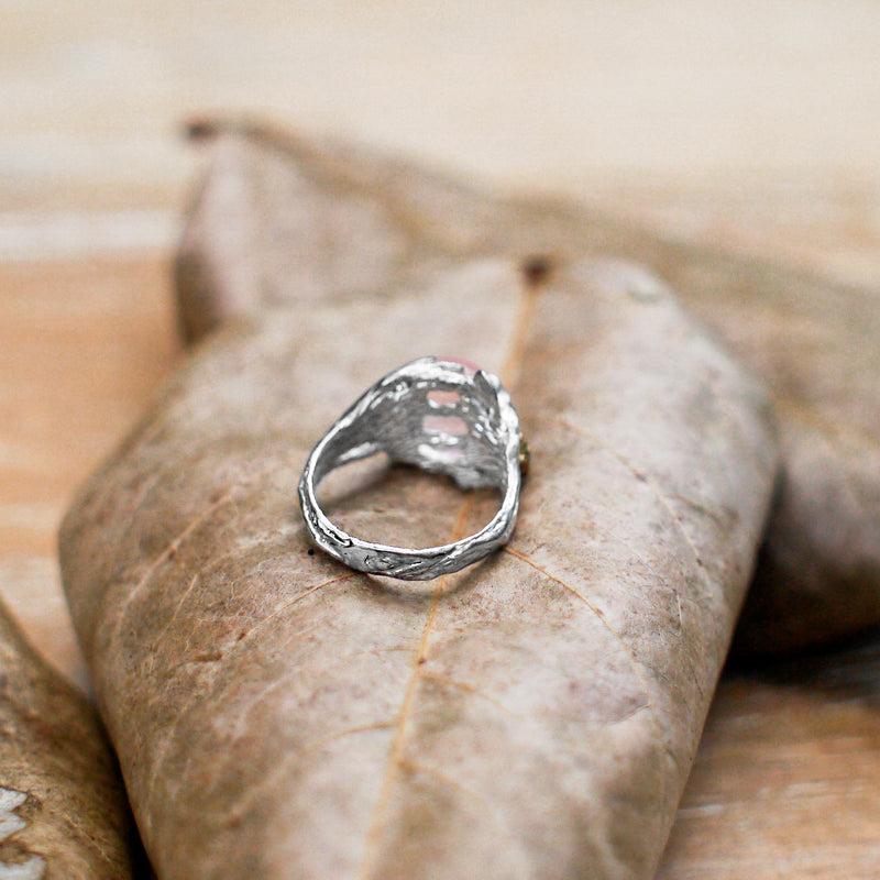 Rose Quarts Anniversary Silver Ring "Cleo"