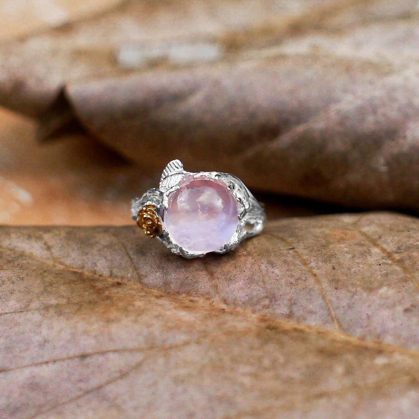 Rose Quartz Sterling Silver Ring "Cleo"