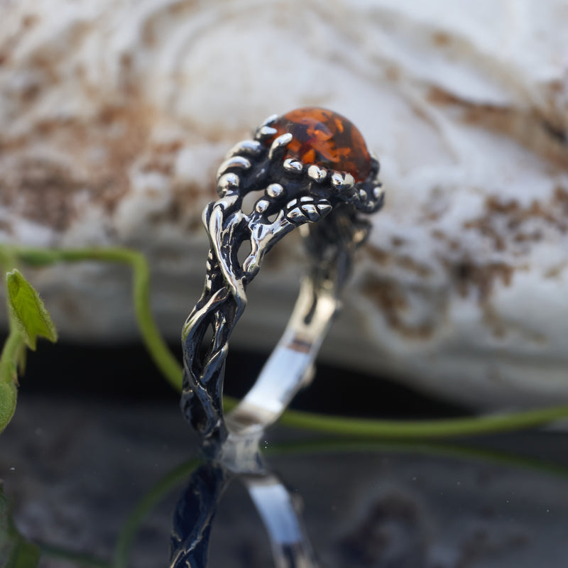 Amber Ring "Honeydew" Sterling Silver Ring