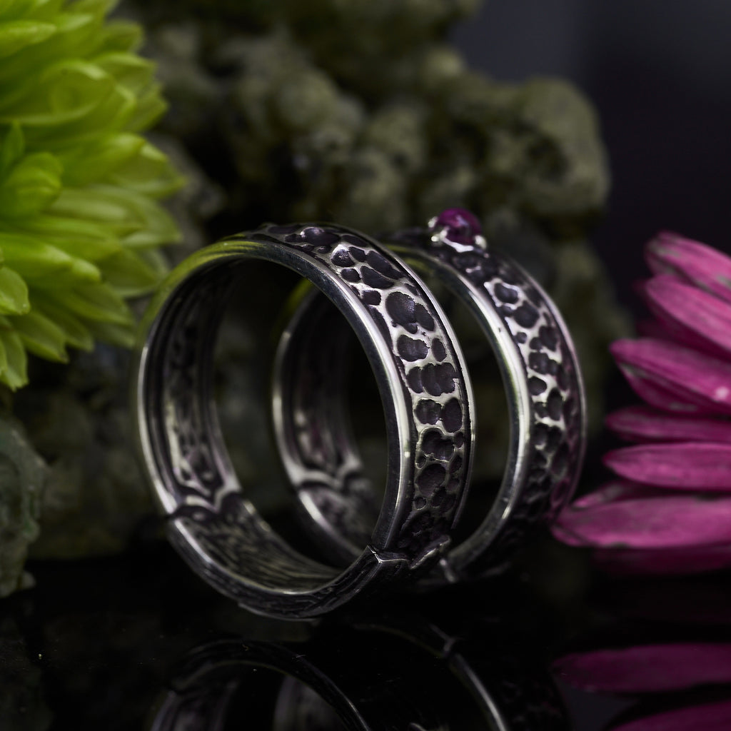 Silver Wedding Ring Set with Amethyst "Lilian"