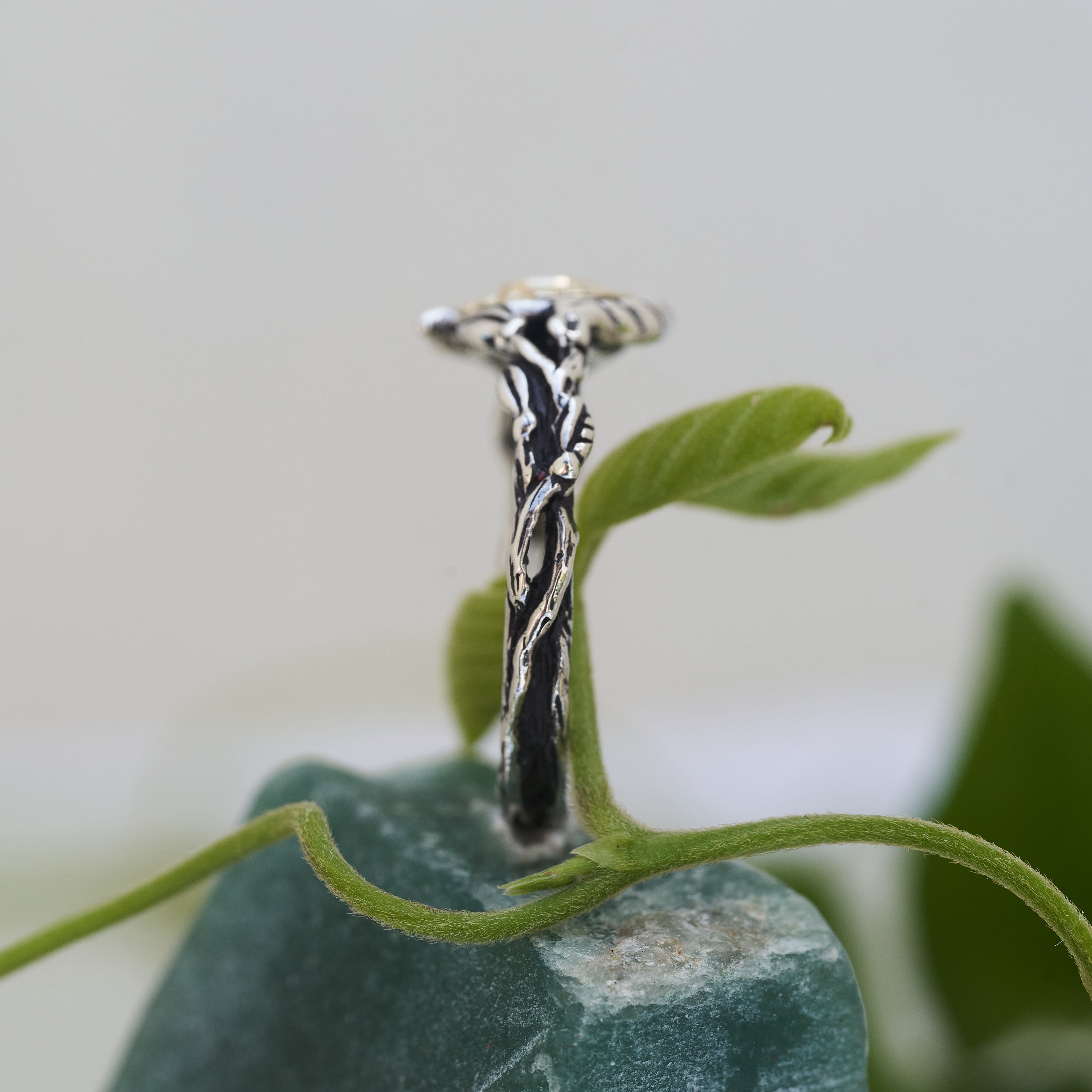 Sun and Silver Emerald ring 