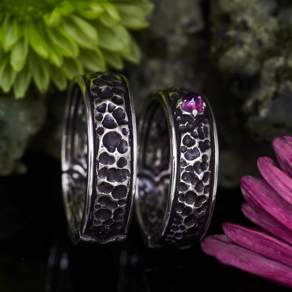 Silver Wedding Ring Set with Amethyst "Lilian"