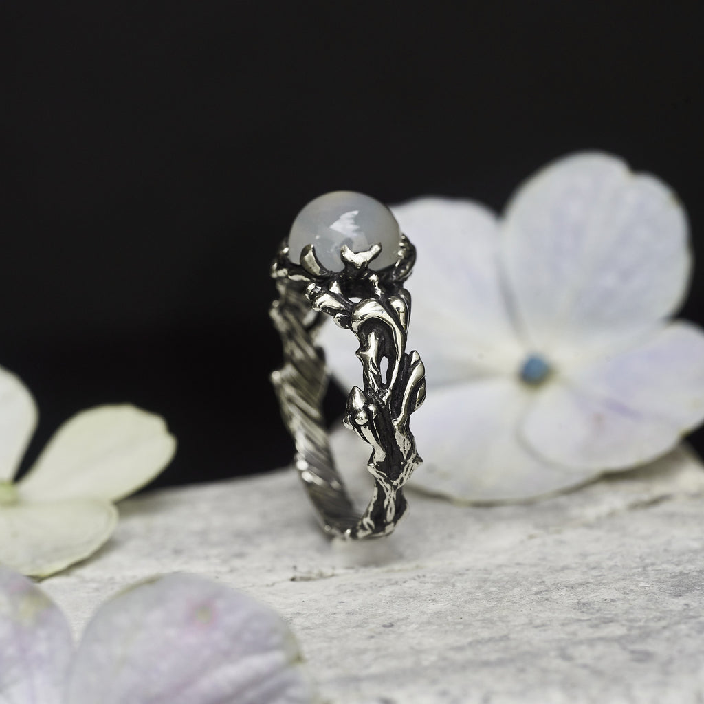 Round moonstone Sterling Silver ring Leilani