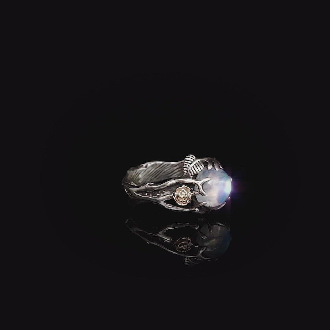 Rainbow Moonstone Ring 