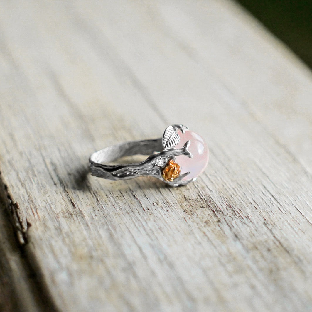 Rose Quarts Sterling Silver ring 