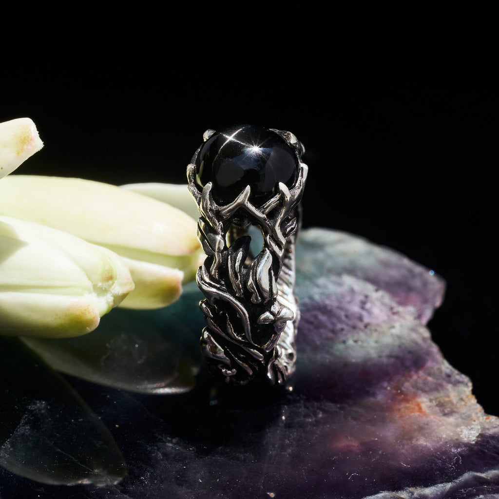 Black Star Diopside Engagement Ring “Noir” 