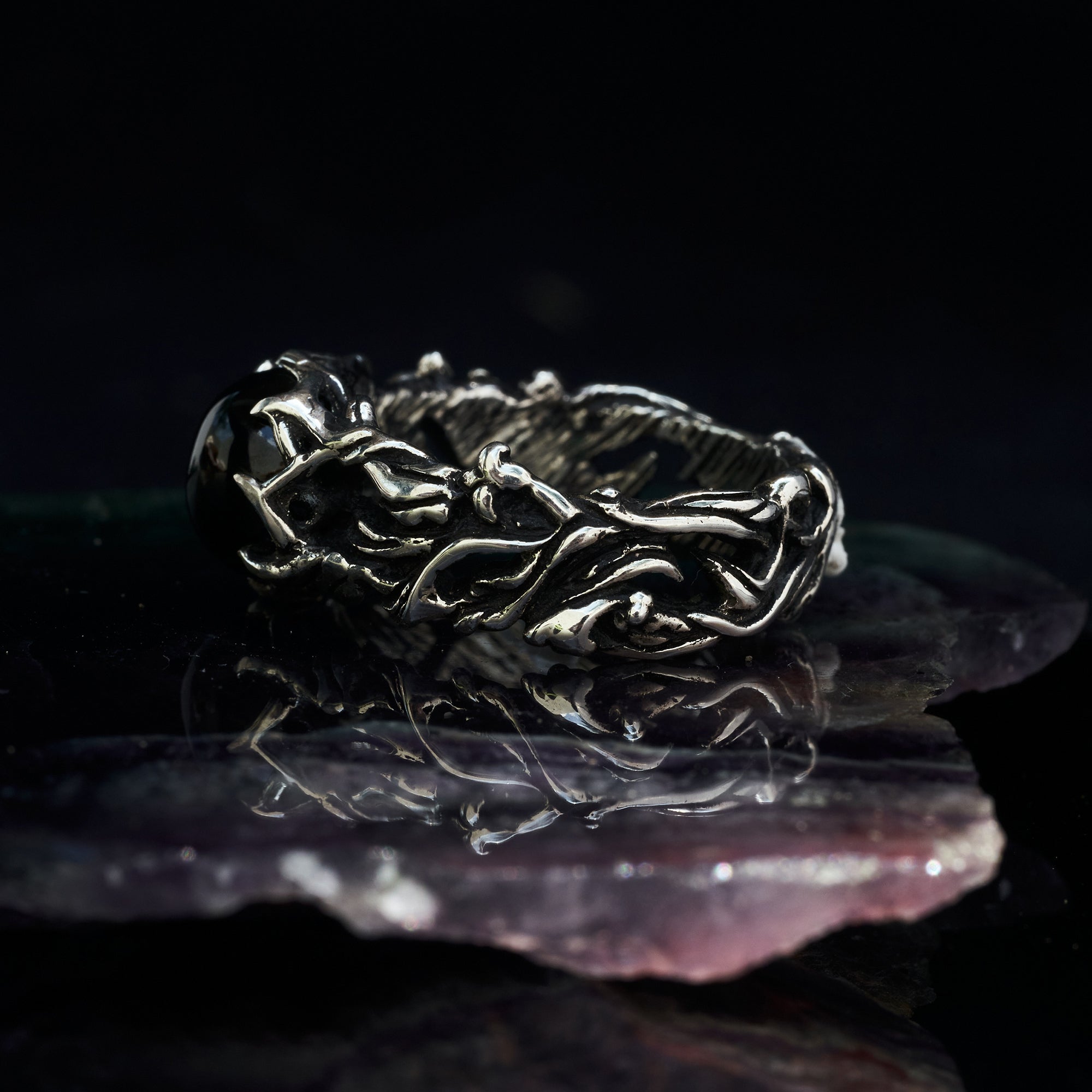 Diopside Engagement Ring “Noir” by BlackTreeLab
