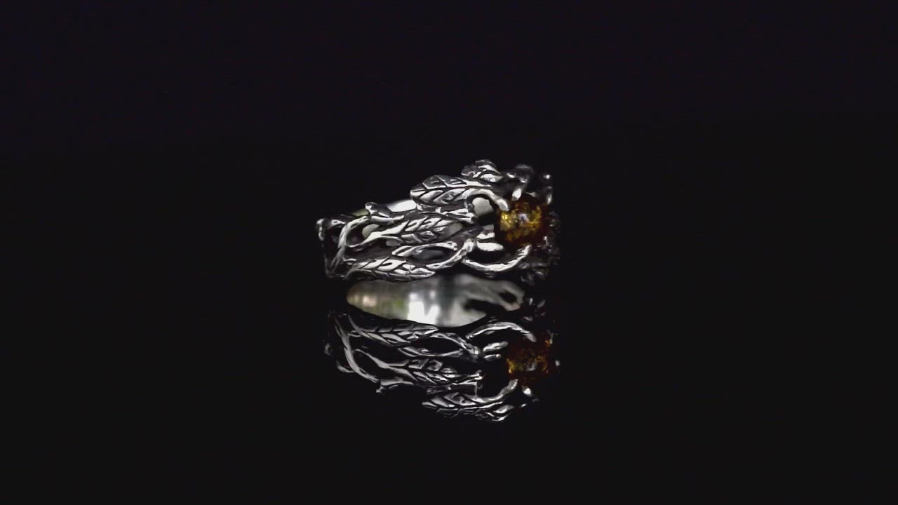 Silver Amber Ring 