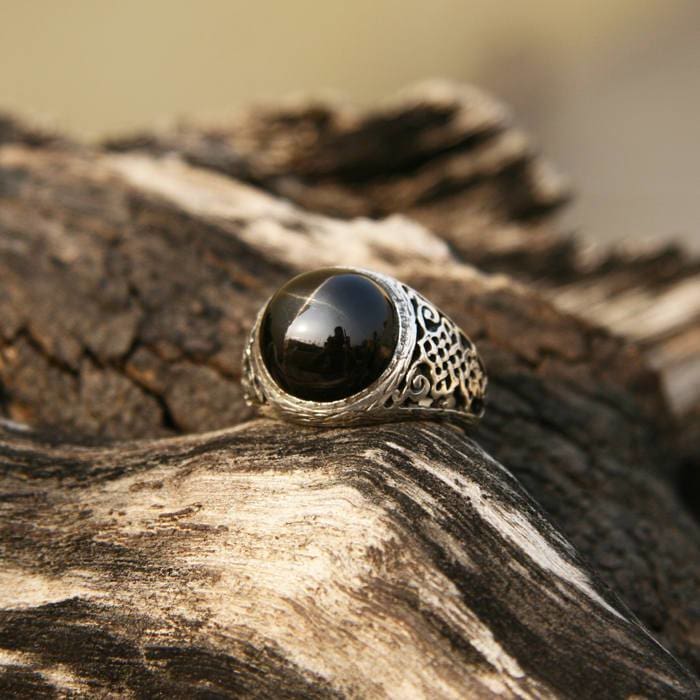 Indian Black Star Diopside Ring "Black Astra" - blacktreelab
