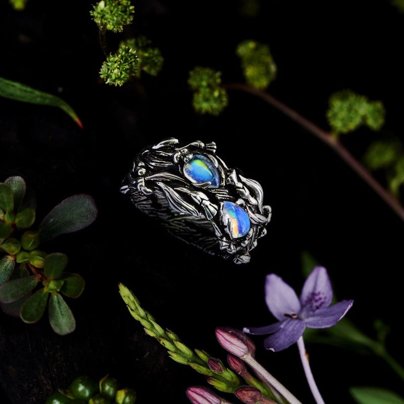 Two Gemstone Ring with Moonstones "Infinity"