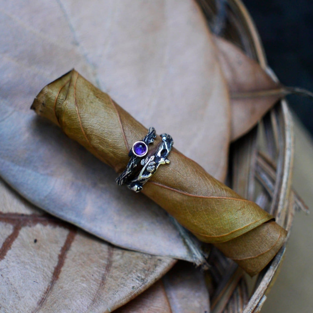 Set of 2 Moonstone ring "Dew" and ring "Mio" - blacktreelab