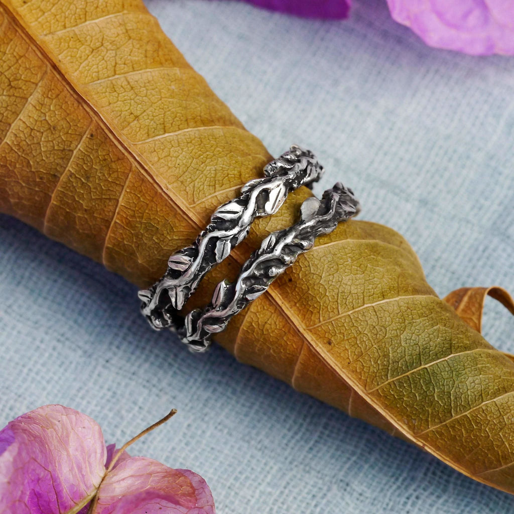 Set of 2 Vita + band Engagement Ring Set with Tourmaline and Chrysolite - blacktreelab