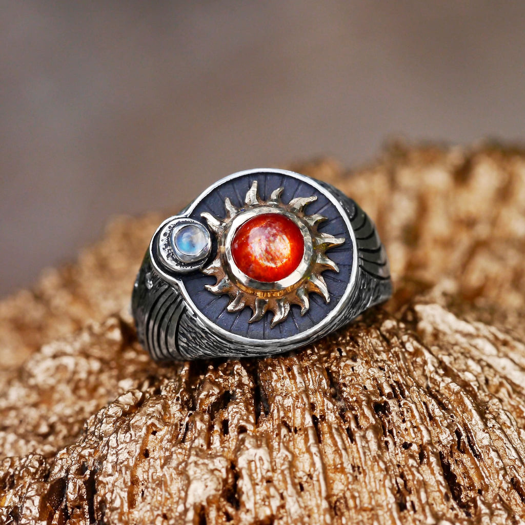 Sunstone sale moonstone ring