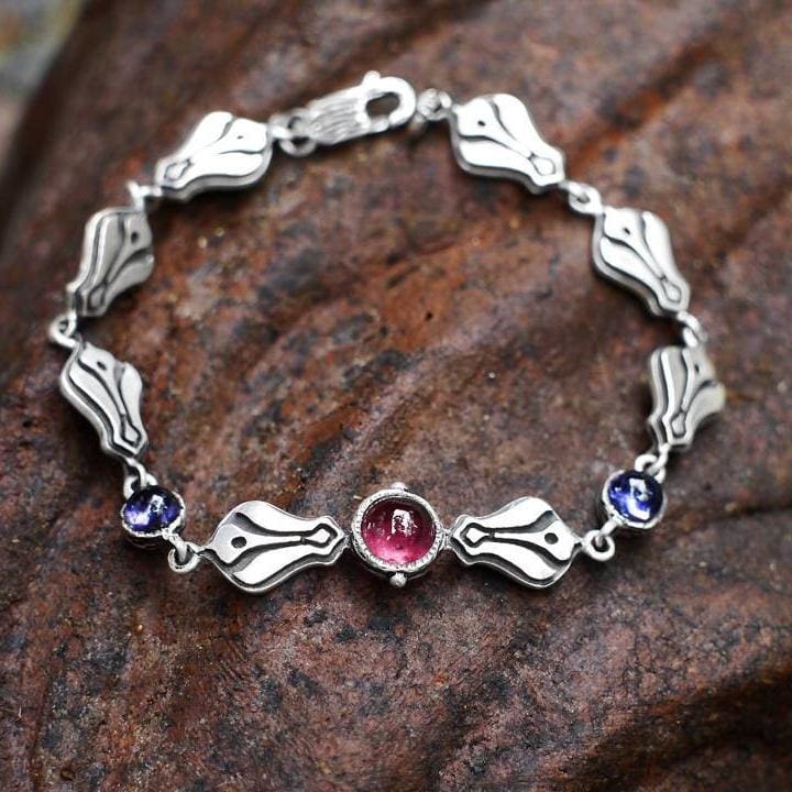 Sterling Silver Bracelet with Tourmaline 