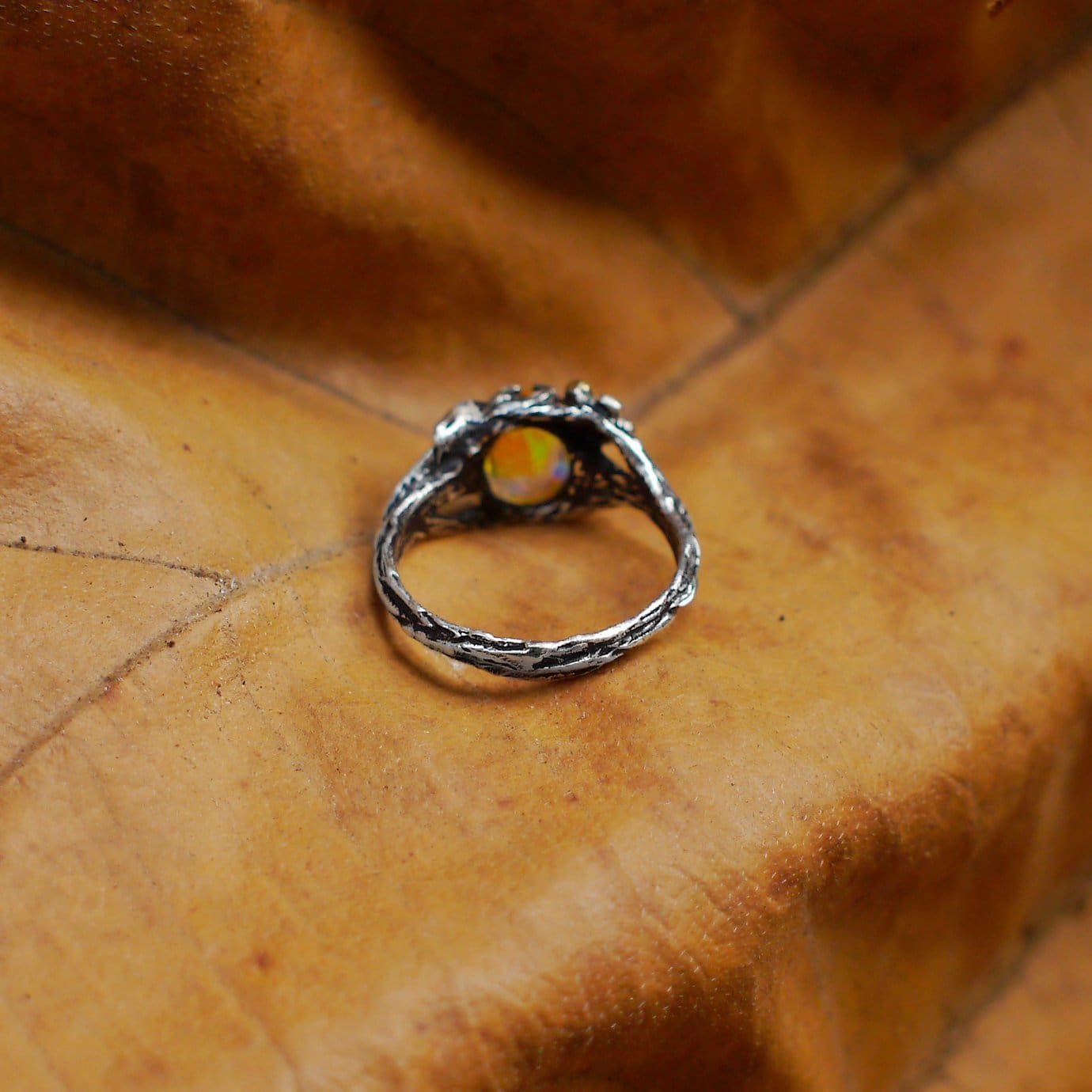 Sterling Silver Ethiopian Fire Opal Ring 