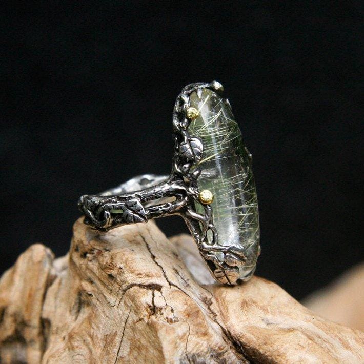 Sterling Silver Golden Rutilated Quartz Ring 