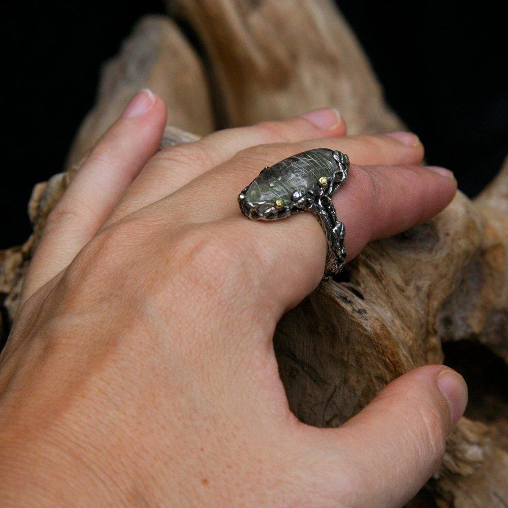 Sterling Silver Golden Rutilated Quartz Ring 