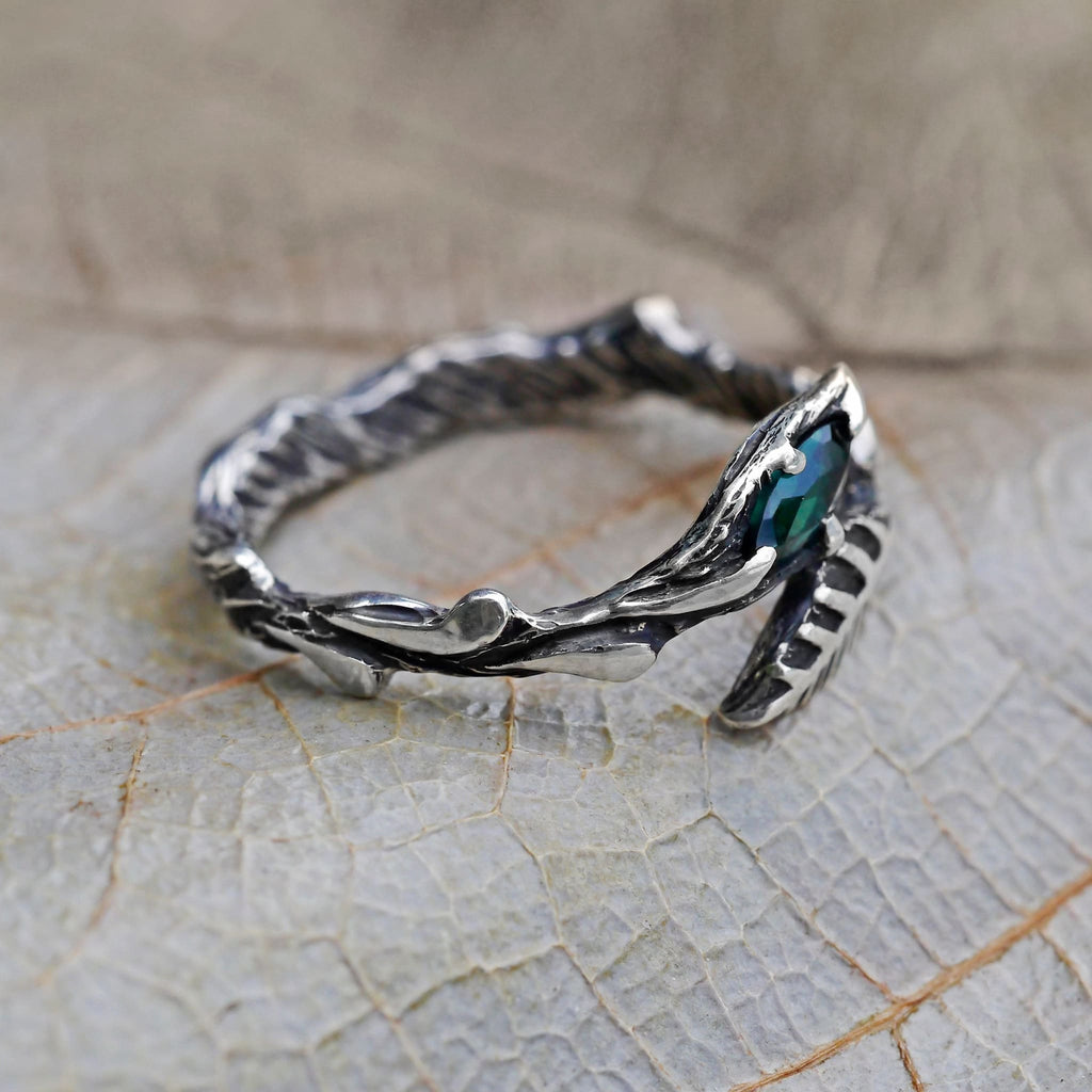 Sterling Silver Green-Blue Tourmaline Ring "Rene" - blacktreelab