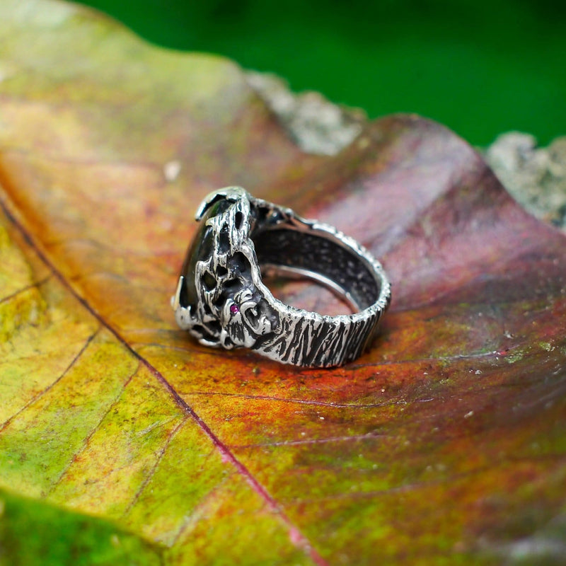 Sterling Silver Labradorite Ring "Amazonia" with 2 Ruby - blacktreelab