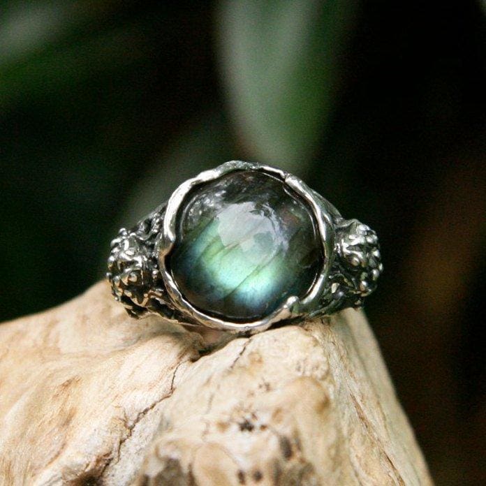 Sterling Silver Labradorite Ring "Amphibia" - blacktreelab