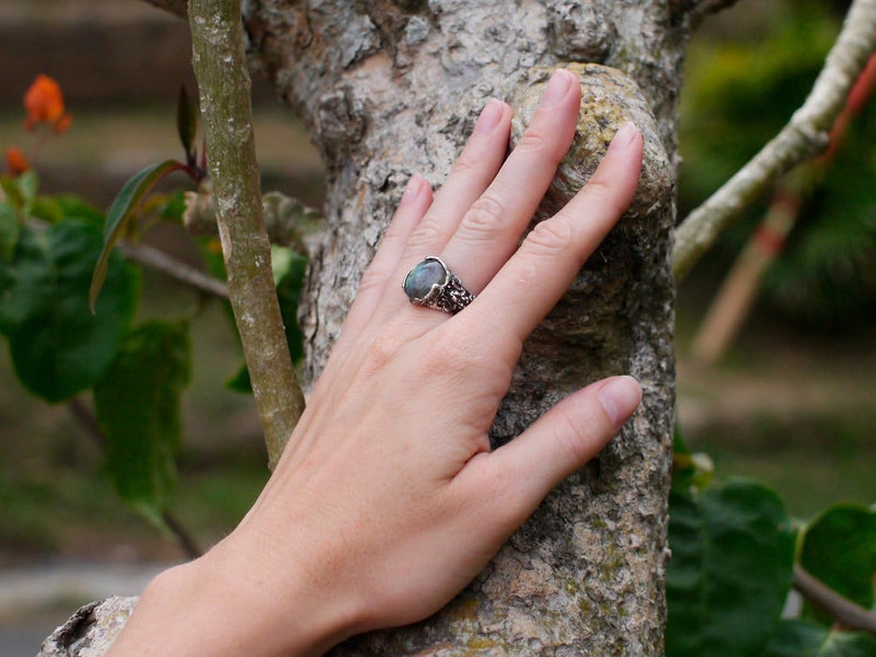 Sterling Silver Labradorite Ring "Amphibia" - blacktreelab