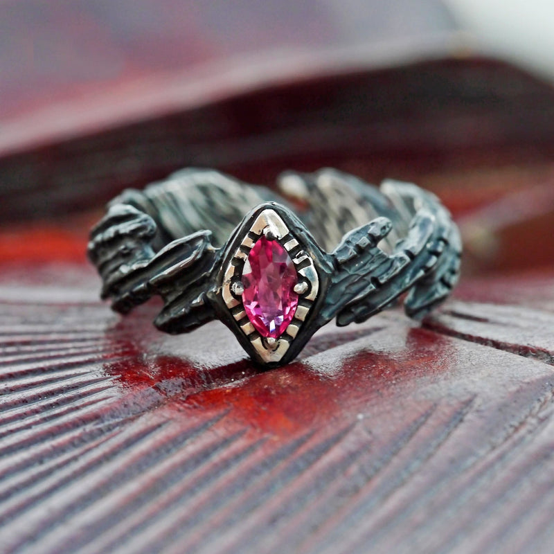 Sterling Silver Pink Tourmaline Ring "Aiko" - blacktreelab