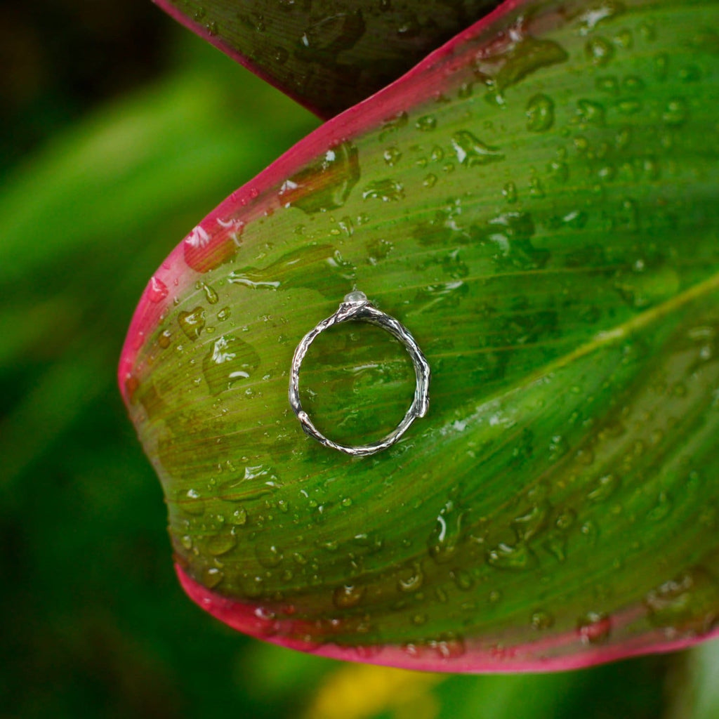 Sterling Silver Rainbow Moonstone Ring "Dew" - blacktreelab