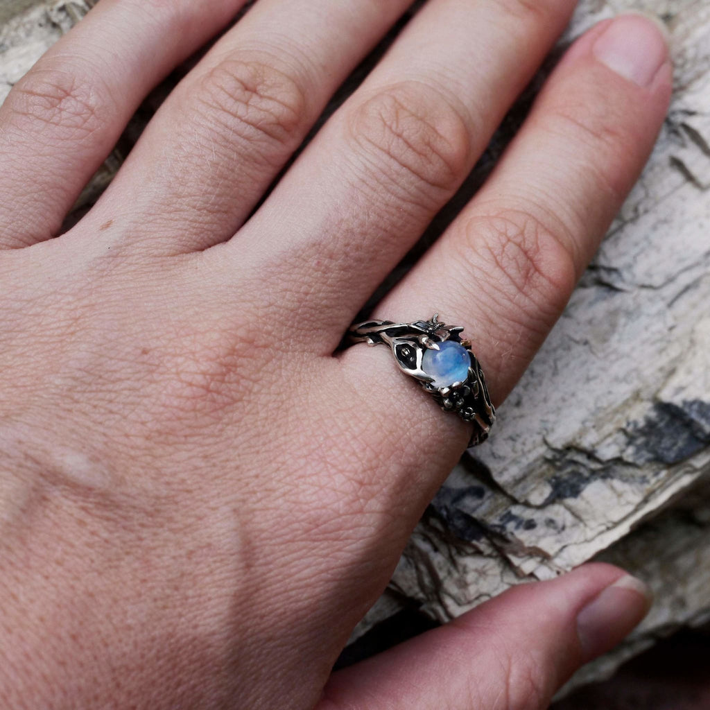 Sterling Silver Rainbow Moonstone Ring "Summer" - blacktreelab
