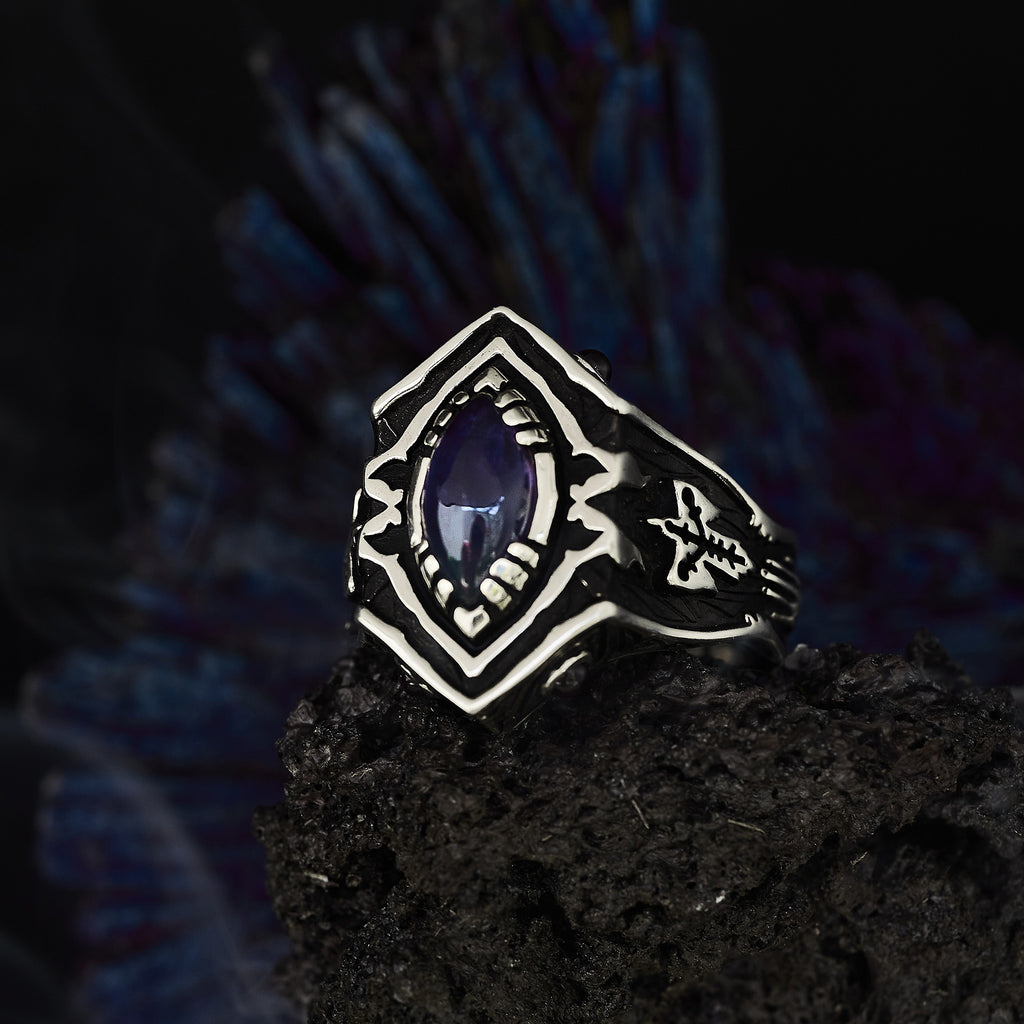 Statement Gemstone Ring Night Bird