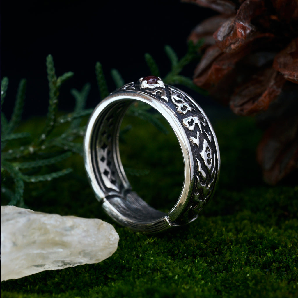 Ruby Engagement Sterling Silver Ring “Dusk” by BlackTreeLab