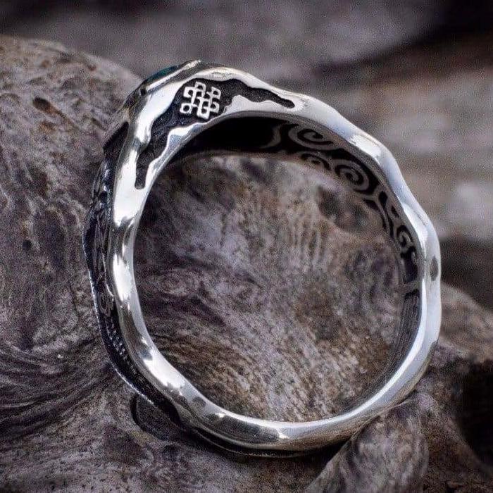 Swiss Blue Topaz ring «Mudra» with Buddha hand - blacktreelab