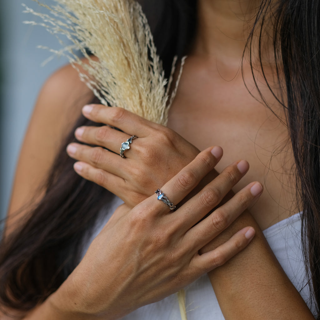 Moonstone Engagement Ring "Crystal" and another Moonstone ring