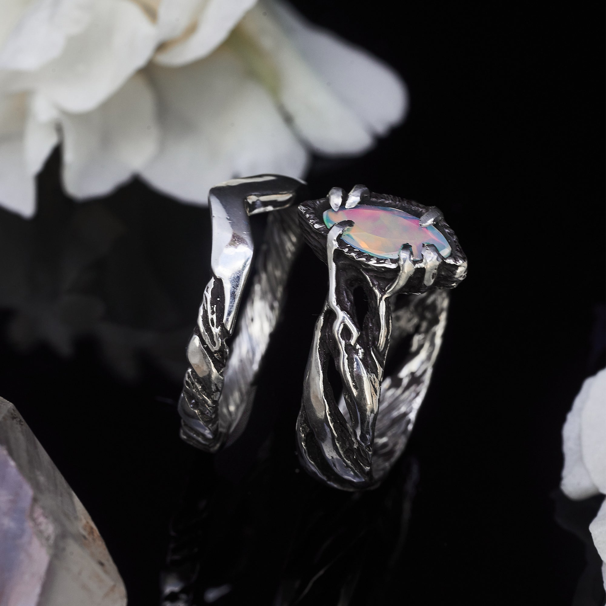 Fire Opal Engagement Ring Set Vivienne