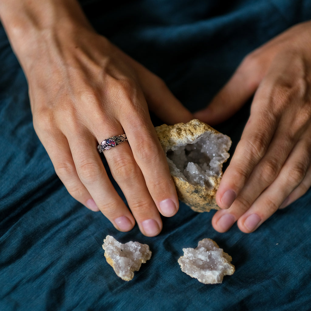 Boulder Fire Opal ring Evlin